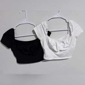 Black and white square neck crop tops from shien